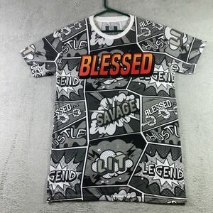 All Over Print Shirt Adult Medium Blessed Hustle Savage Legend Graphic Tee READ